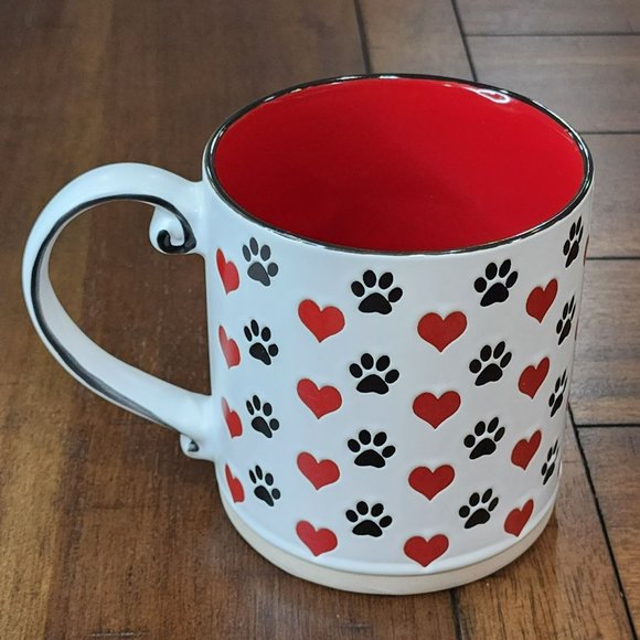 Spectrum DOG MOM Black Paws And Red Hearts Printed Ceramic Coffee Mug 16 Oz - Picture 8 of 16